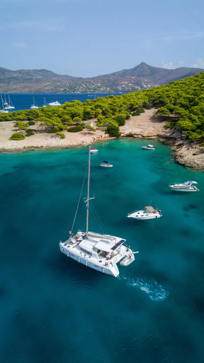 Catamaran at anchor in Chalkidiki